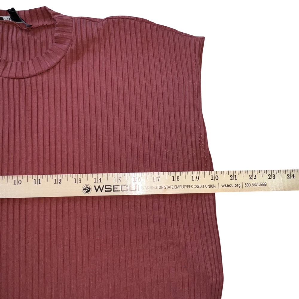 Eileen Fisher Textured Stretch Ribbed Sleeveless Top Medium Terra‎ Cotta  Tencel - Picture 4 of 6